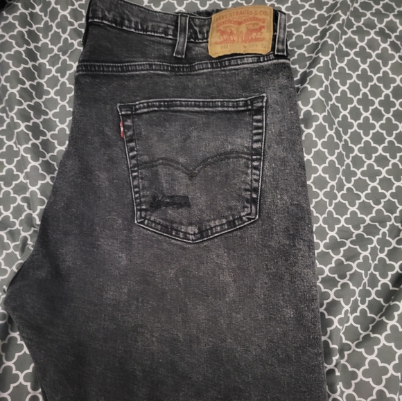 Levis 512 Distressed Slim Jeans. Dark Grey - Picture 1 of 5